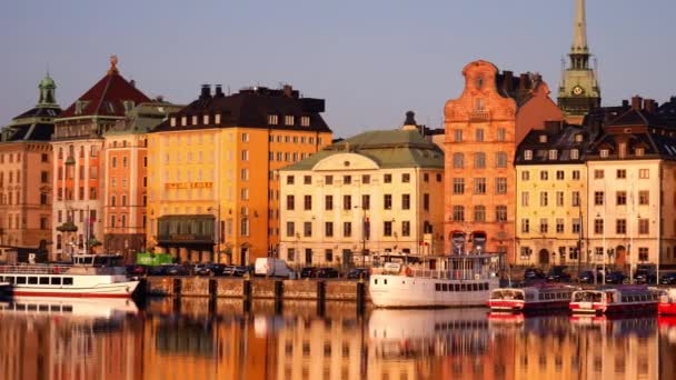 Blick Auf Stockholm Schweden Frühen Morgen — Stockvideo