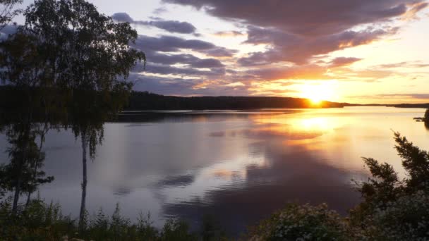 Sonnenuntergang Über Dem Fluss Schweden — Stockvideo