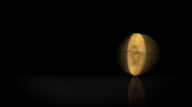 Siyah arka planda hızlı dönen bitcoin