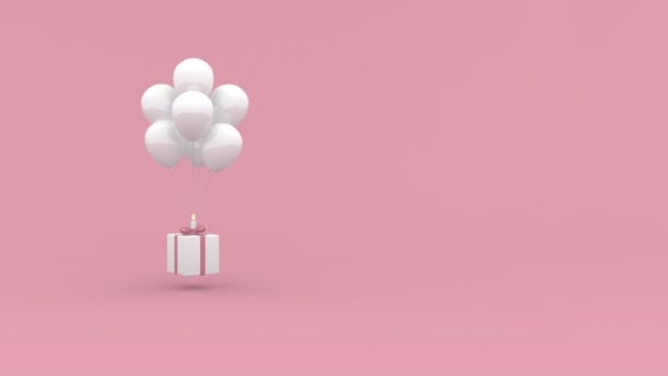 Caixa Presente Pendurada Balões Movendo Ligeiramente Para Cima Para Baixo — Vídeo de Stock