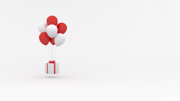 Gift Box Hanging Red Balloons Moving Slightly Looping Animation Christmas — Stock Video