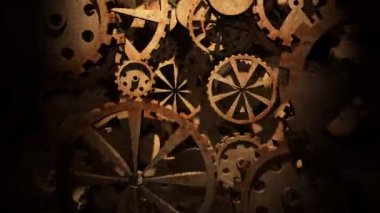 Dişliler döngü içinde dönen, grungy 3d animasyon