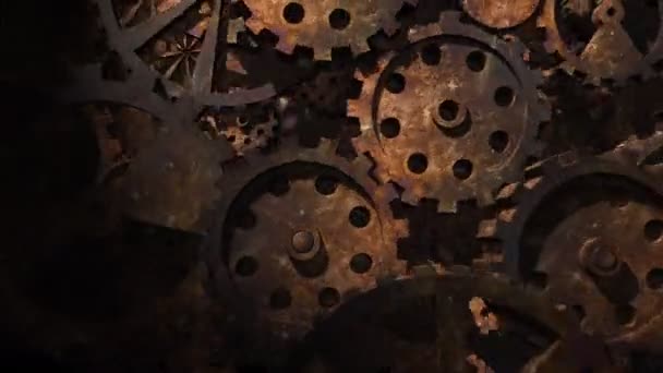 Іржаві Шестерні Обертаються Петлі Грандж Стиль Анімації — стокове відео