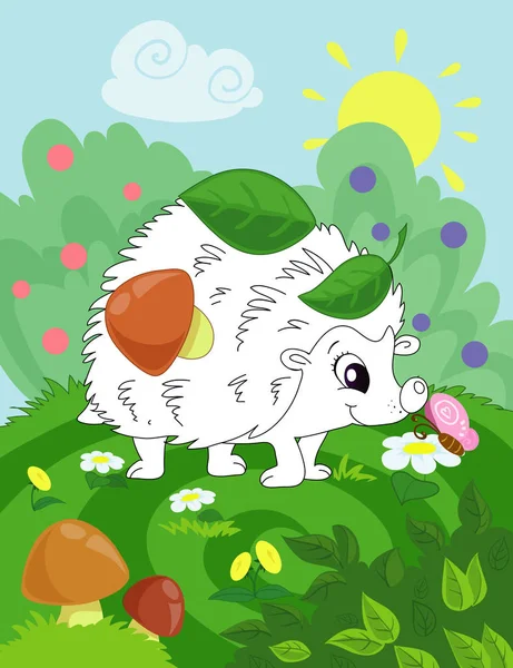 Renkli arka plan ve taslak kirpi boyama ile okul öncesi çocuklar için kitap sayfa boyama