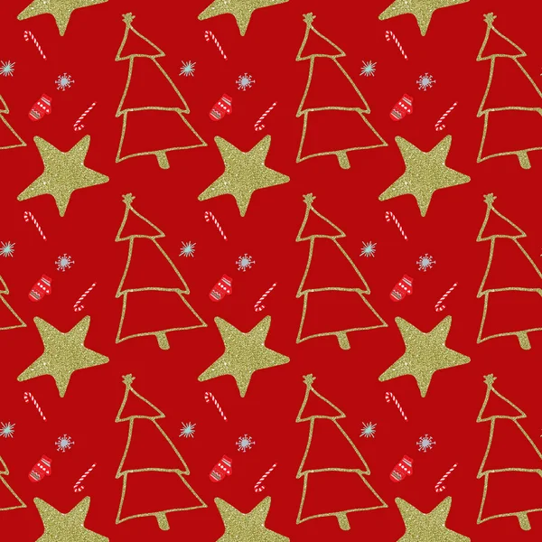 Seamless Christmas and New Year background pattern digital paper. — Stock Photo, Image