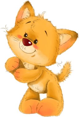 Sevimli kırmızı çizgili kedi yavrusu tebrik kartı illüstrasyon