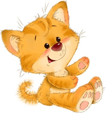 Sevimli kırmızı çizgili kedi yavrusu tebrik kartı illüstrasyon