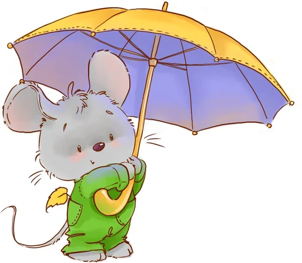 可爱的鼠标彩色插图。秋天婴儿动物剪贴画. — 图库照片#