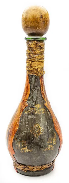 Bottiglia Dipinta Con Tappo Rotondo Sfondo Bianco — Foto Stock