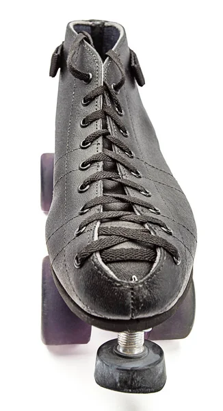 Black Boot Roller Skate Purple Wheels — Stock Photo, Image