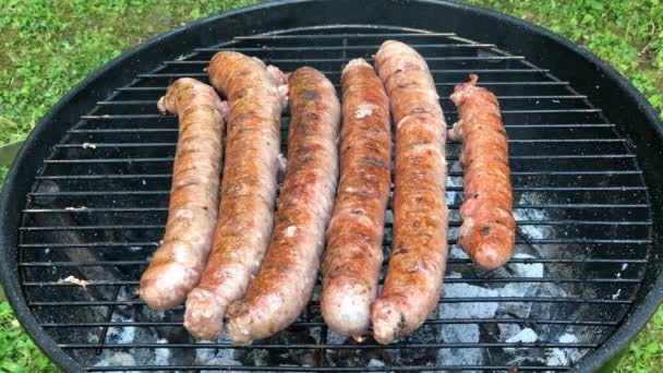 Salchichas Parrilla Bbq — Vídeo de stock