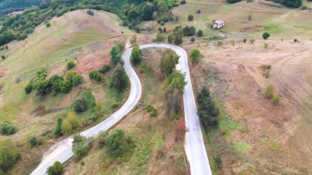 Flug Über Asphaltstraße Rhodopi Berg — Stockvideo