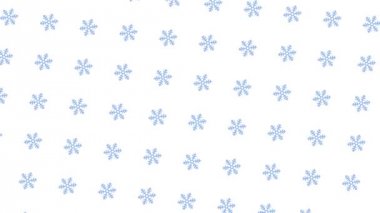 Mavi kar taneleri beyaz arka plan üzerinde uçan animasyon