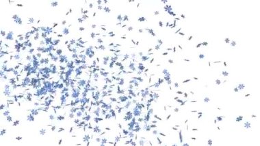 kar taneleri Alfa mat ile uçan 3d render animasyon