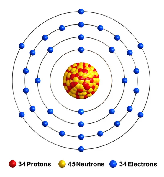 Render Atom Structure Selenium Isolated White Backgroun — 스톡 사진