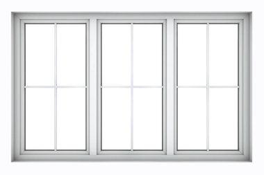 Beyaz arka plan üzerinde izole plastik pencere çerçevesinin 3D render