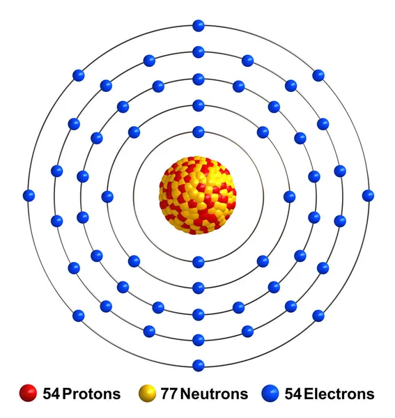 Rendering Van Atoomstructuur Van Xenon Geïsoleerd Witte Achtergrond — Stockfoto