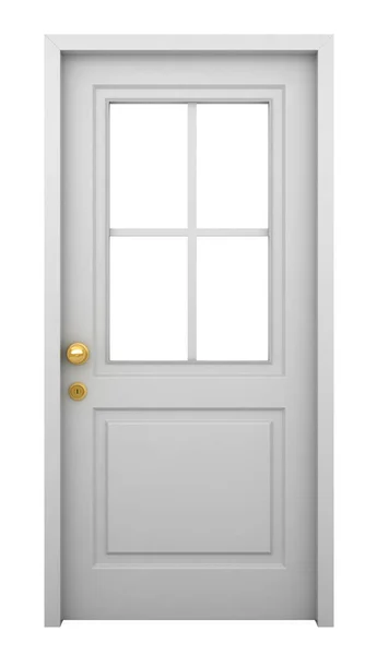 Beyaz Arkaplan Üzerindeki Çerçeve Izole Edilmiş Beyaz Kapının Görüntüsü — Stok fotoğraf