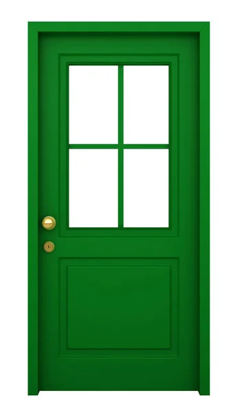 Render Green Door Frame Isolated White Background — ストック写真