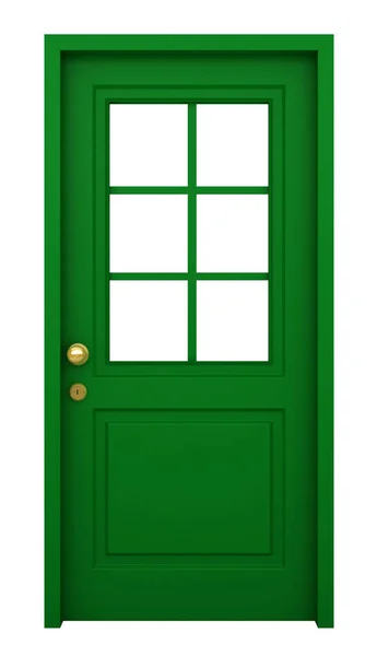 Çerçeve Beyaz Arkaplanda Izole Edilmiş Yeşil Kapının Görüntüsü — Stok fotoğraf