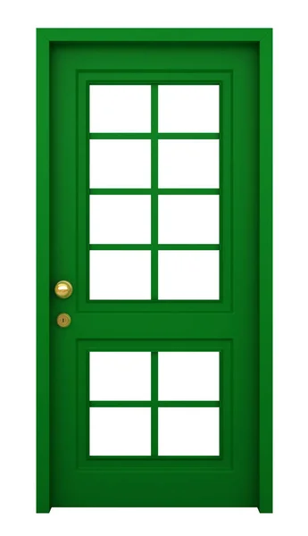 Rendering Der Grünen Tür Mit Rahmen Isoliert Auf Weißem Hintergrund — Stockfoto