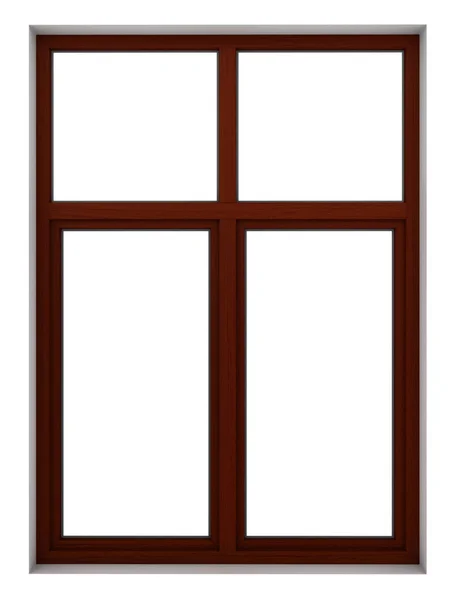 Render Wooden Window Frame Isolated White Background — Stock Photo, Image
