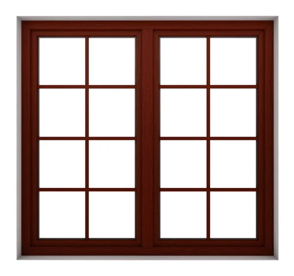 Renderowania Ramki Drewniane Okna Białym Tle — Zdjęcie stockowe