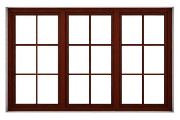 Render Wooden Window Frame Isolated White Background — ストック写真