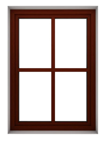 Render Wooden Window Frame Isolated White Background — ストック写真