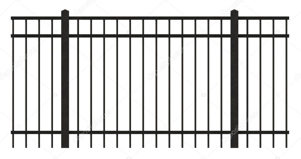 3d render of iron lattice fence isolated on white background