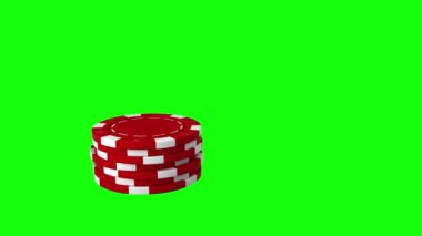 Yeşil ekranda kumarhane çiplerinin 3 boyutlu canlandırması