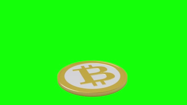 Weergegeven Animatie Van Abstracte Bitcoin Munten Groen Scherm — Stockvideo