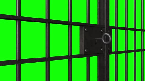 Reso Animazione Dell Apertura Della Porta Della Prigione Sullo Schermo — Video Stock