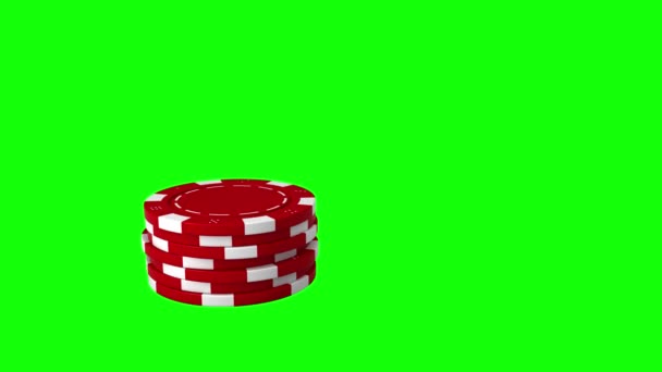 Gerenderte Animation Von Casino Chips Auf Grünem Bildschirm — Stockvideo