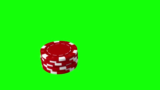 Renderad Animering Casino Marker Grön Skärm — Stockvideo