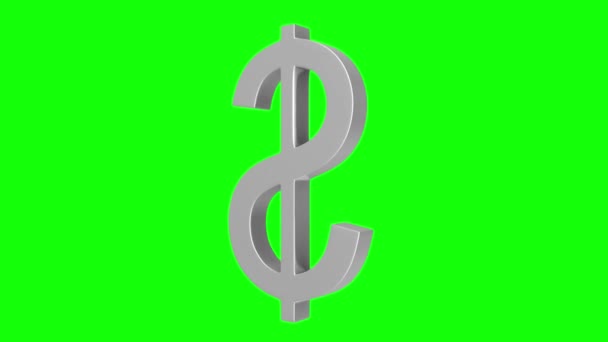 緑の画面上で回転抽象ドル記号の3Dレンダリングアニメーション — ストック動画