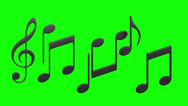 Yeşil Ekrandaki Soyut Müzik Notalarının Canlandırması — Stok video