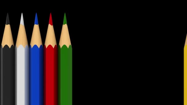 Renderowane Animacji Ołówków Kolorowych Alfa Matowe — Wideo stockowe