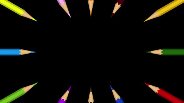 Анимация Цветных Карандашей Альфа Матом — стоковое видео