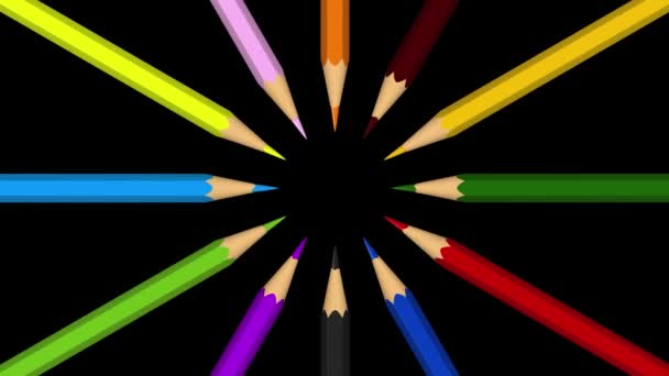 Renderowane Animacji Ołówków Kolorowych Alfa Matowe — Wideo stockowe