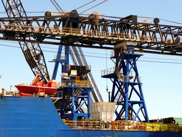 Close Crane Offshore Supply Ship Stock Photo