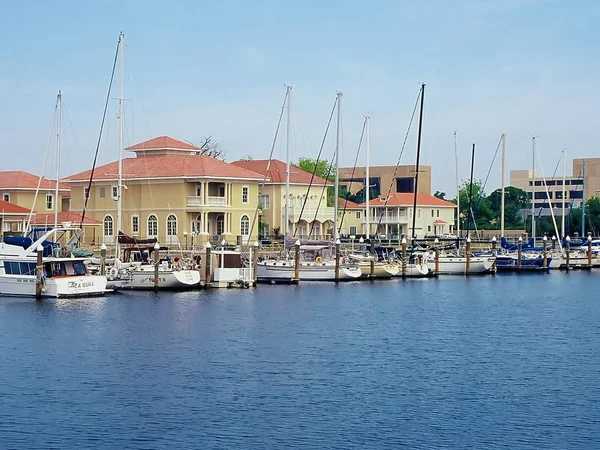 Barcos Atracados Port Royal Pensacola Florida — Fotografia de Stock