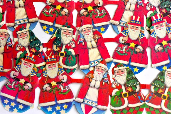 Stylu Vintage Papieru Garland Retro Christmass Santa — Zdjęcie stockowe