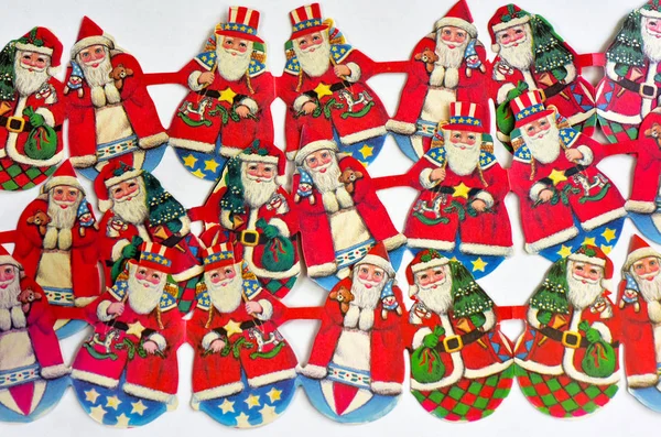 Vintage Papier Garland Retro Kerst Decor Santa — Stockfoto