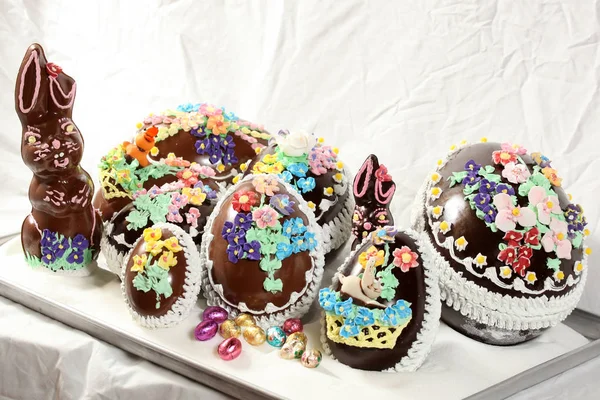 Fantasia Caro Decorado Chocolate Easter Eggs — Fotografia de Stock