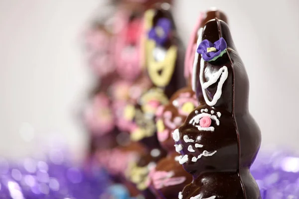 Fancy Dure Ingericht Chocolade Easter Bunny Konijnen — Stockfoto