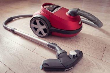 Elektrik süpürgesi üzerinde gri bir kırmızı renk laminant