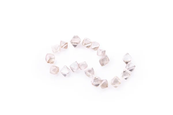 Collection Faceted Natural Transparent Diamonds Macro White Background — Stock Photo, Image