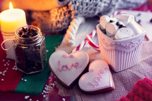 Gemütliche Winter Mit Tasse Kaffee Und Eibisch Und Ingwer Snap — Stockfoto