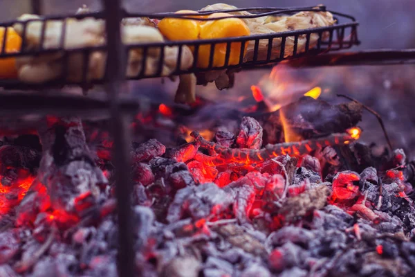 Preparación de carne y vegetaciones — Foto de Stock